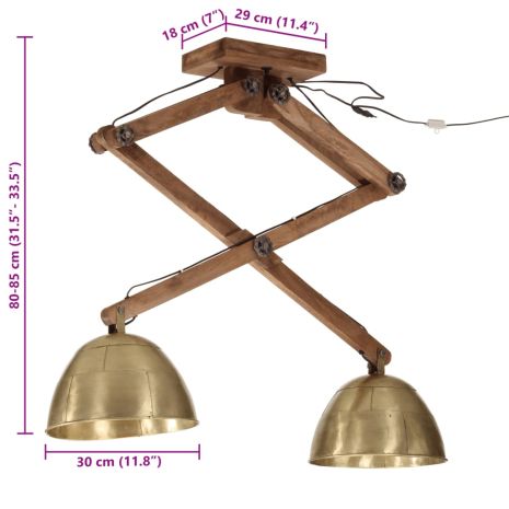 Φωτιστικό Οροφής 25 W Αντικέ Ορείχαλκος 29x18x85 εκ. Ε27