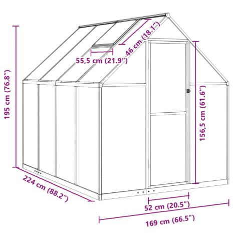 Θερμοκήπιο με Πλαίσιο Βάσης Πράσινο 224x169x195 εκ. Αλουμινίου