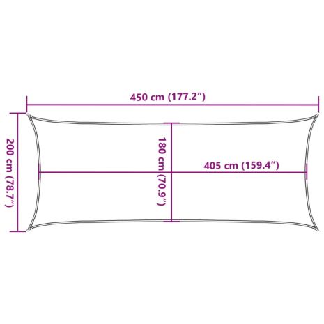 Πανί Σκίασης Ορθογώνιο Ανοιχτό Γκρι 2x4,5 μ. HDPE 160 γρ./μ²