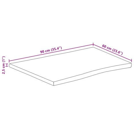 Επιφάνεια Τραπεζιού 90x60x2,5 εκ. Live Edge Μασίφ Ξύλο Μάνγκο