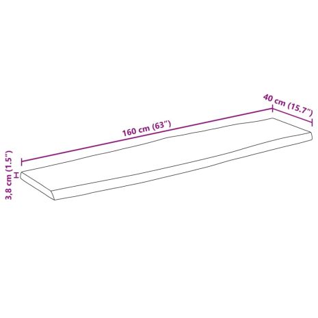 Επιφάνεια Τραπεζιού 160x40x3,8 εκ. Live Edge Μασίφ Ξύλο Μάνγκο