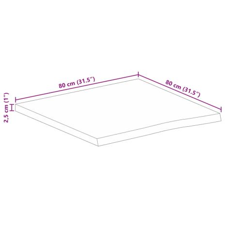 Επιφάνεια Τραπεζιού 80x80x2,5 εκ. Live Edge Μασίφ Ξύλο Μάνγκο