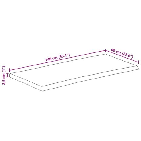 Επιφάνεια Τραπεζιού 140x60x2,5 εκ. Live Edge Μασίφ Ξύλο Μάνγκο