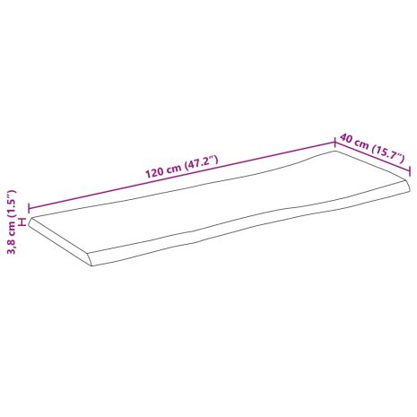 Επιφάνεια Τραπεζιού 120x40x3,8 εκ. Live Edge Μασίφ Ξύλο Μάνγκο