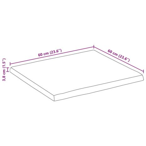 Επιφάνεια Τραπεζιού 60x60x3,8 εκ. Live Edge Μασίφ Ξύλο Μάνγκο