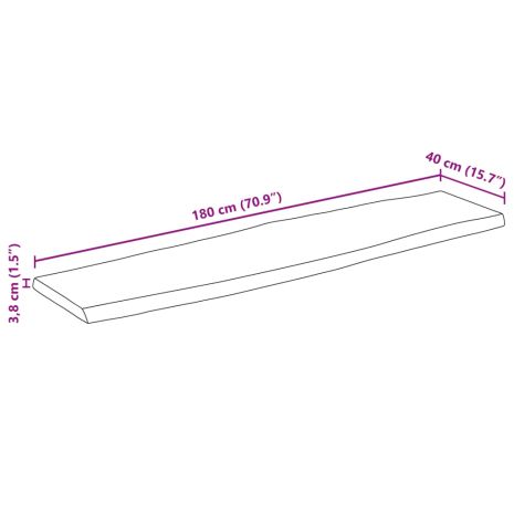 Επιφάνεια Τραπεζιού Ορθογώνια 180x40x3,8 εκ. Μασίφ Ξύλο Ακακίας