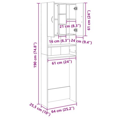 Ντουλάπι Πλυντηρίου Sonoma Δρυς 64 x 25,5 x 190 εκ.