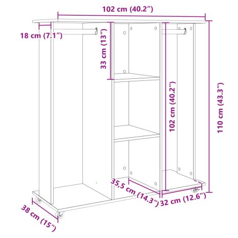 Ντουλάπα με Ροδάκια Sonoma Δρυς 102x38x110 εκ. από Επεξ. Ξύλο