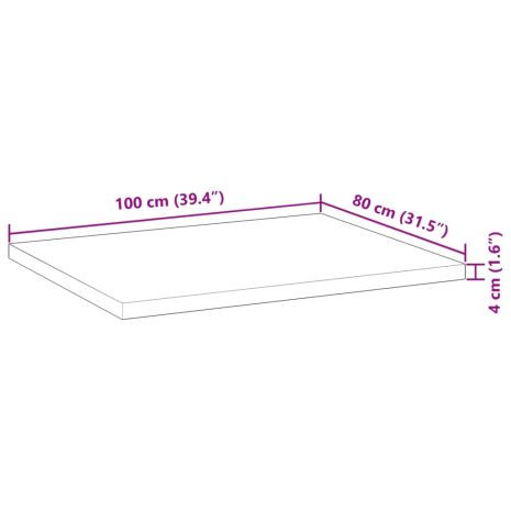 Επιφάνεια Γραφείου Ορθογώνια 100x80x4 εκ. Μασίφ Ξύλο Ακακίας