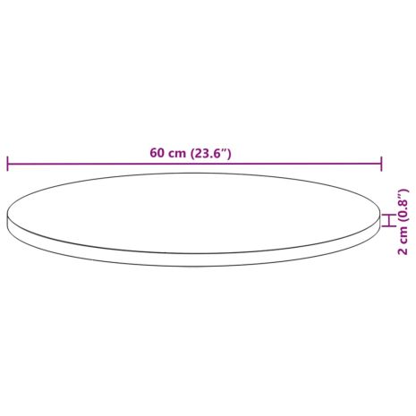 Επιφάνεια Τραπεζιού Στρογγυλή Ø60x2 εκ. από Μασίφ Ξύλο Ακακίας