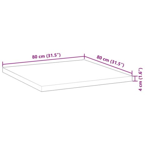 Επιφάνεια Τραπεζιού Τετράγωνη 80x80x4 εκ. Μασίφ Ξύλο Ακακίας