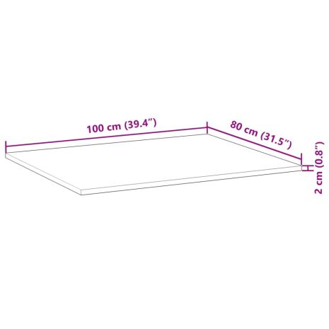 Επιφάνεια Γραφείου Ορθογώνια 100x80x2 εκ. Μασίφ Ξύλο Ακακίας