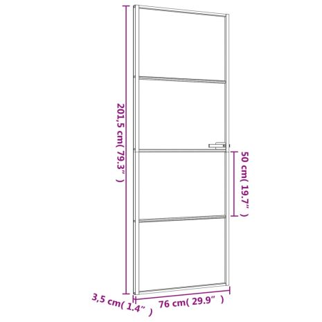 Εσωτερική Πόρτα Μαύρη 76x201,5 εκ. Ψημένο Γυαλί και Αλουμίνιο