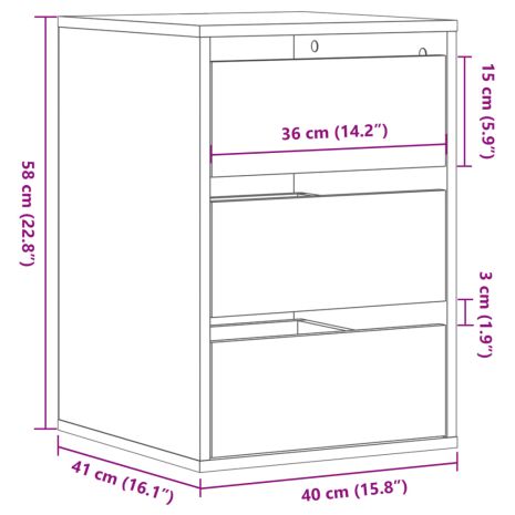 Συρταριέρα Γκρι Σκυροδέματος 40x41x58 εκ. Επεξεργ. Ξύλο