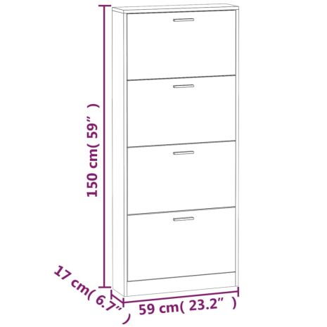 Παπουτσοθήκη Γκρι Σκυροδέματος 59x17x150 εκ. Επεξεργασμένο Ξύλο