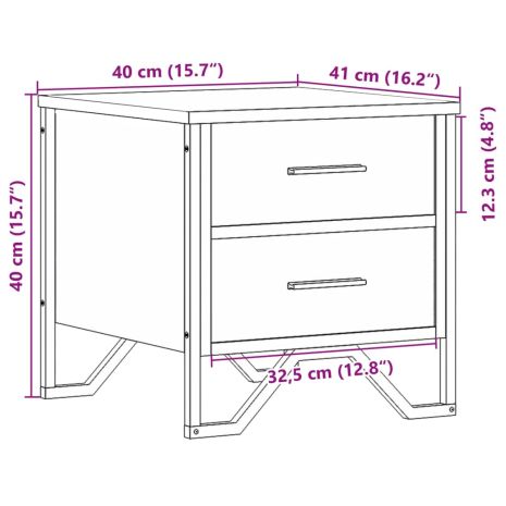 Κομοδίνο Καφέ Δρυς 40x41x40 εκ. από Επεξεργασμένο Ξύλο