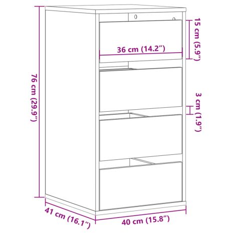 Συρταριέρα Καφέ Δρυς 40x41x76 εκ. από Επεξεργ. Ξύλο