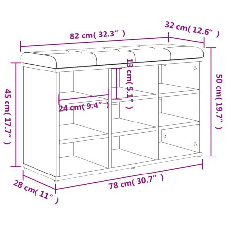 Παπουτσοθήκη Καφέ Δρυς 82x32x50 εκ. από Επεξεργασμένο Ξύλο