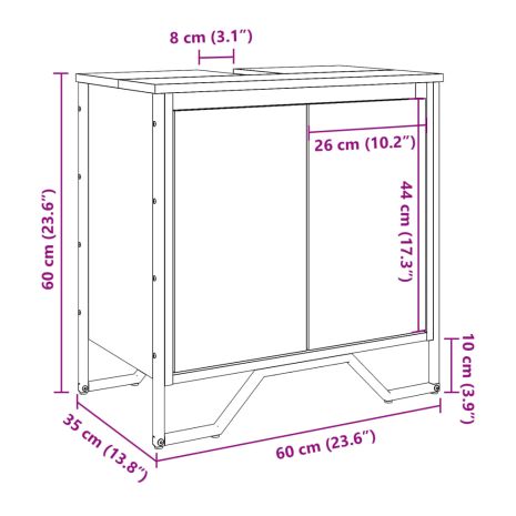 Ντουλάπι Νιπτήρα Μπάνιου Γκρι Sonoma 60x35x60 εκ. Επεξ. Ξύλο