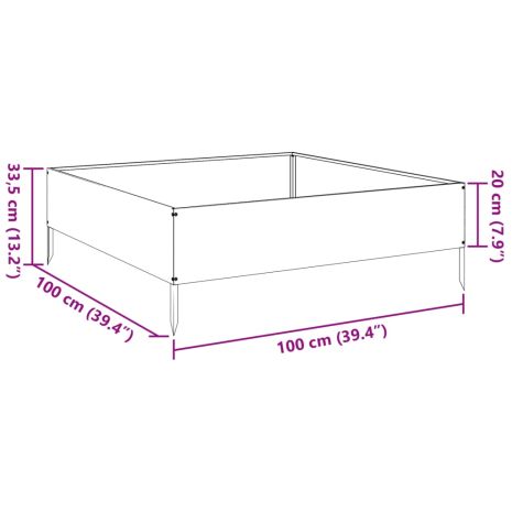 Ζαρντινιέρα Υπερυψωμένη 100x100x33,5 εκ. από Ανοξείδωτο Ατσάλι