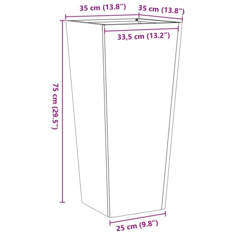 Ζαρντινιέρες Κήπου 2 τεμ. 35x35x75 εκ. από Γαλβανισμένο Χάλυβα