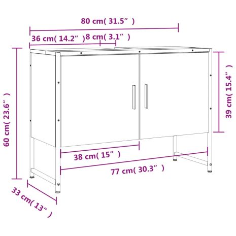 Ντουλάπι Μπάνιου Νιπτήρα Μαύρο 80 x 33 x 60 εκ. Επεξ. Ξύλο