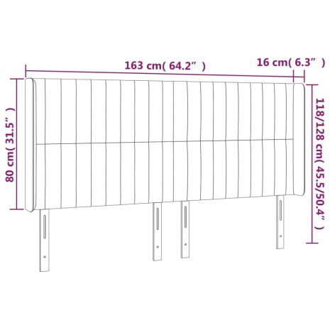 Κεφαλάρι με Πτερύγια Σκούρο Καφέ 163x16x118/128 εκ. Υφασμάτινο