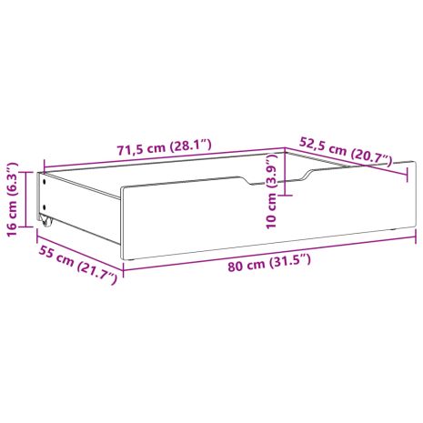 Συρτάρια Κρεβατιού 2 τεμ 80x55x16εκ Καφέ Κεριού Μασίφ Πεύκο