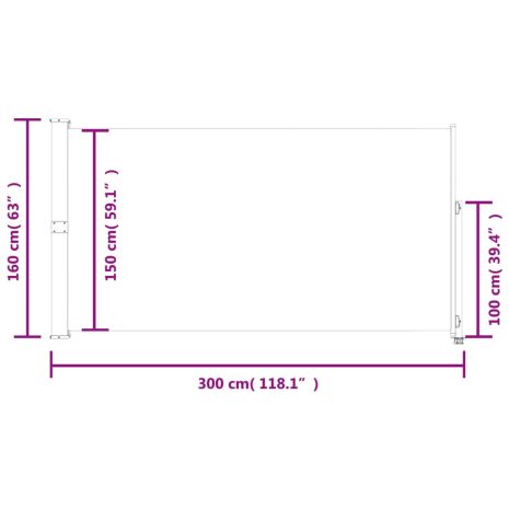 Σκίαστρο Πλαϊνό Συρόμενο Βεράντας Καφέ 160 x 300 εκ.