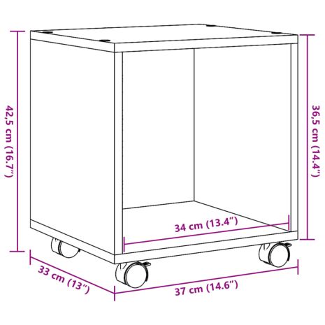 Ντουλάπι Τροχήλατο Μαύρο 37x33x42,5 εκ. από Επεξ. Ξύλο