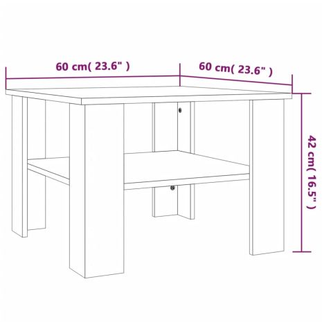 Τραπεζάκι Σαλονιού Καφέ Δρυς 60x60x42 εκ. Επεξεργασμένο Ξύλο