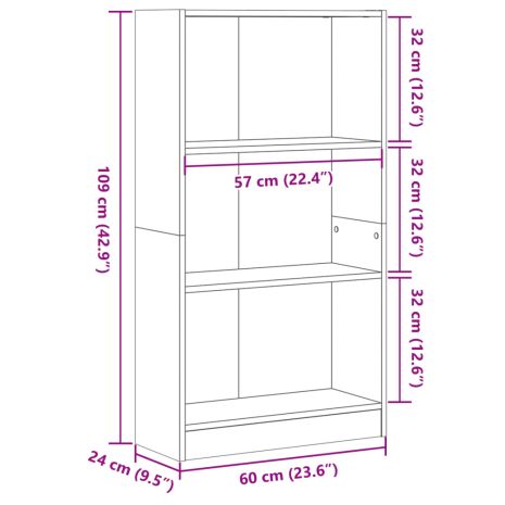 Βιβλιοθήκη Καπνιστή Δρυς 60x24x109 εκ. από Επεξεργασμένο Ξύλο