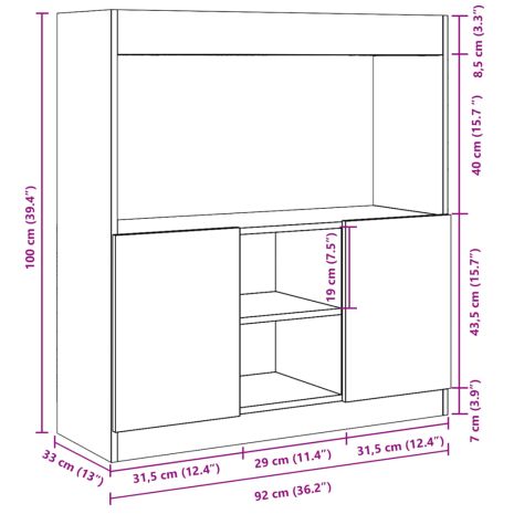 Ντουλάπι Καπνιστή Δρυς 92x33x100 εκ. από Επεξεργασμένο Ξύλο