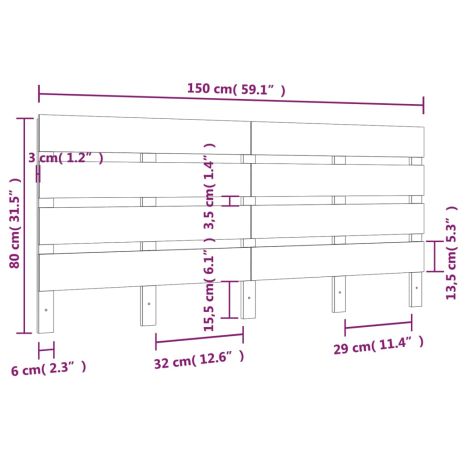 Κεφαλάρι Κρεβατιού Λευκό 150 x 3 x 80 εκ. από Μασίφ Ξύλο Πεύκου