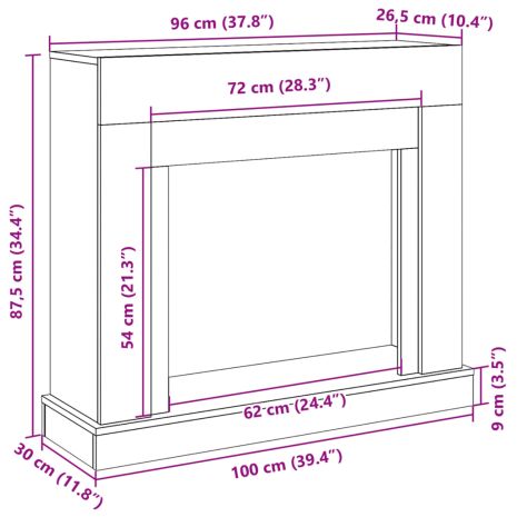 Πλαίσιο Τζακιού Καφέ Δρυς 100x30x87,5 εκ. από Επεξ. Ξύλο