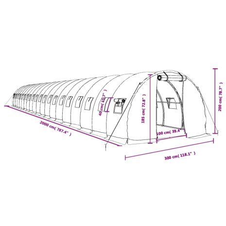 Θερμοκήπιο Λευκό 60 μ² 20 x 3 x 2 μ. με Ατσάλινο Πλαίσιο