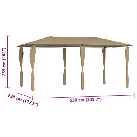 Κιόσκι με Καλύμματα Στύλων Taupe 2,98x5,3x2,59 μ. 160 γρ./μ²