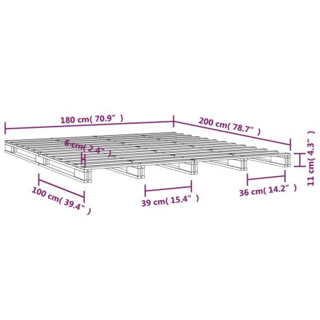 Κρεβάτι Παλέτες Λευκό 180 x 200 εκ. Μασίφ Ξύλο Super King Size