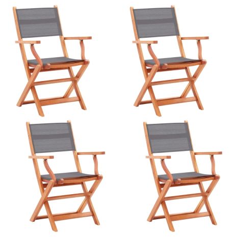 vidaXL Καρέκλες Πτυσσόμενες 4τεμ. Γκρι Μασίφ Ξύλο Ευκαλύπτου/Τεξτιλίνη 