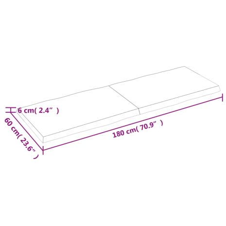 Επιφ Τραπεζιού Αν Καφέ 180x60x(2-6)εκ.Ακατέργ. Μασίφ Ξύλο Δρυός