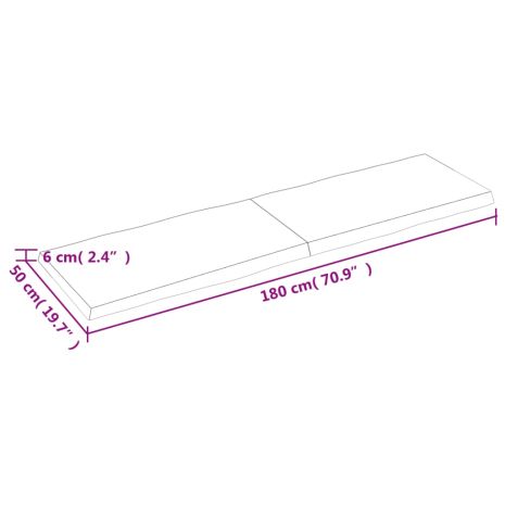 Επιφ Τραπεζιού Αν Καφέ 180x50x(2-6)εκ.Ακατέργ. Μασίφ Ξύλο Δρυός