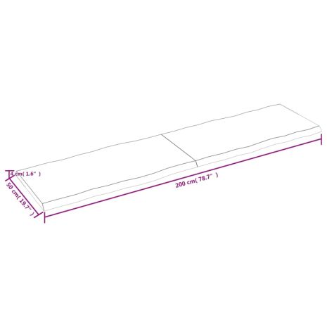 Επιφ Τραπεζιού Αν Καφέ 200x50x(2-4)εκ.Ακατέργ. Μασίφ Ξύλο Δρυός