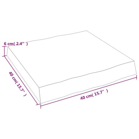 Επιφ Τραπεζιού Αν Καφέ 40x40x(2-6)εκ. Ακατέργ. Μασίφ Ξύλο Δρυός