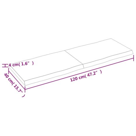 Επιφ Τραπεζιού Αν Καφέ 120x40x(2-4)εκ.Ακατέργ. Μασίφ Ξύλο Δρυός