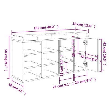 Παπουτσοθήκη Λευκή 102 x 32 x 50 εκ. από Επεξεργασμένο Ξύλο