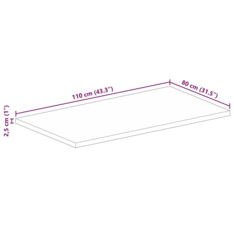 Επιφάνεια Τραπεζιού Ορθογώνια 110x80x2,5 εκ. Μασίφ Ξύλο Ακακίας