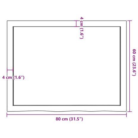 Επιφάνεια Τραπεζιού 80x60x(2-4) εκ Ακατέργαστο Μασίφ Ξύλο Δρυός