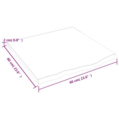 Επιφάνεια Τραπεζιού Αν. Καφέ 60x60x2 εκ. Επεξ. Μασίφ Ξύλο Δρυός