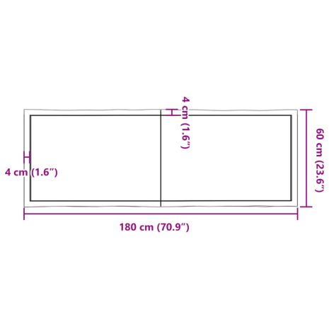 Επιφάνεια Τραπεζιού 180x60x(2-4) εκ. Ακατέργ. Μασίφ Ξύλο Δρυός