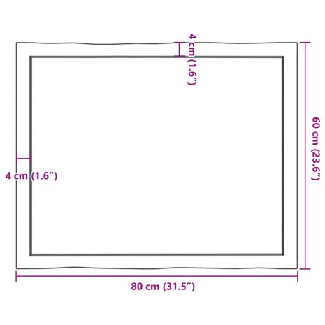 Επιφ Τραπεζιού Αν Καφέ 80x60x(2-4)εκ. Ακατέργ. Μασίφ Ξύλο Δρυός